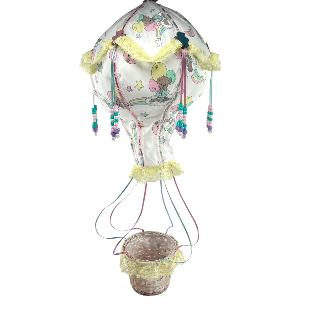 Vintage Handmade Hot Air Balloon Decor Pastel Teddy Bear‎ Rainbow Nursery Baby